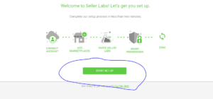 seller labs amazon marketplace api connection. click start setup to connect your amazon account.