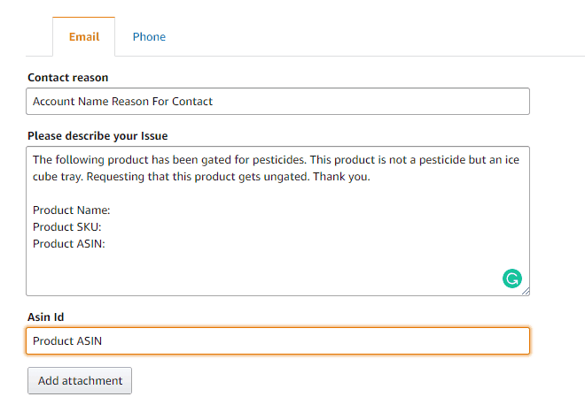 describe issue contact reason amazon seller support vendor