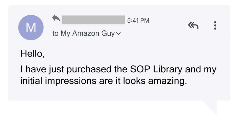 My Amazon Guy SOP Library Testimonial